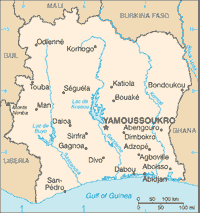 Map of Côte d'Ivoire (small)