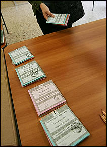 line of ballots