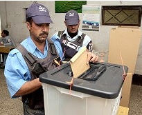 police officer at the polls