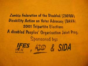 Zambia: Clothing (2 of 2) by IFES, Action on Disability and Development (ADD), and the Swedish International Development Agency [2001]