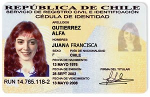 Chile: Cédula de identidad (2007) — Desactualizada