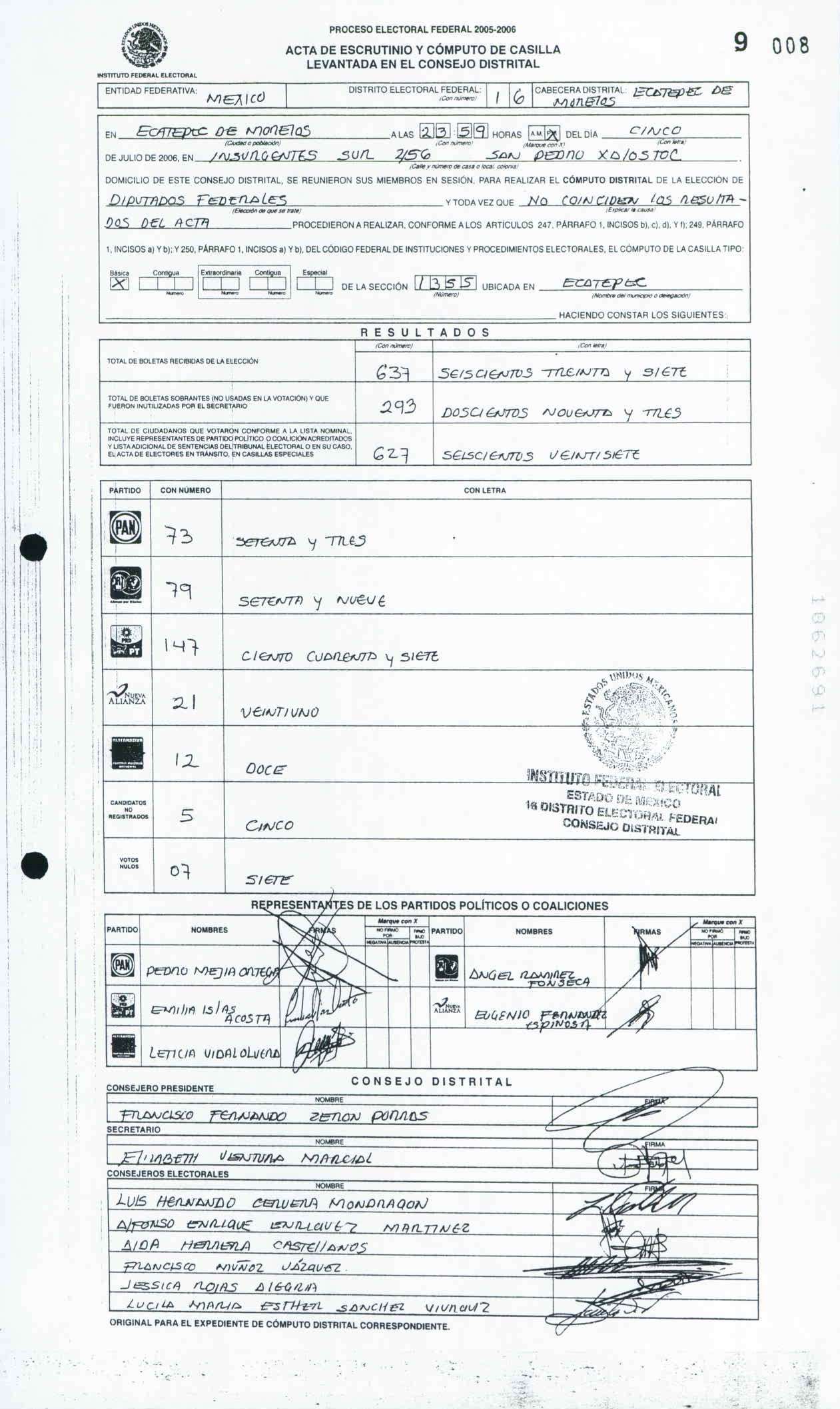México: Acta de diputados (2006).