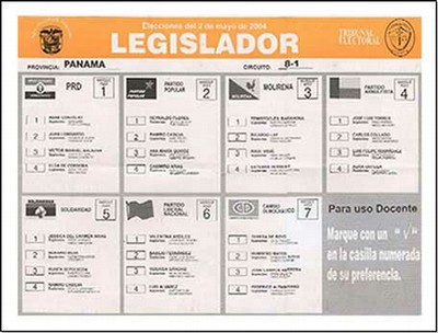 Panamá: Boleta de votación para legislador (2004).