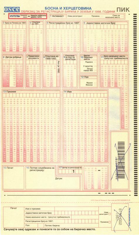 Bosnia: Voter Registration Form OCR