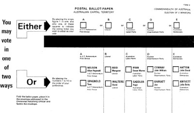 Australian AV ballot paper