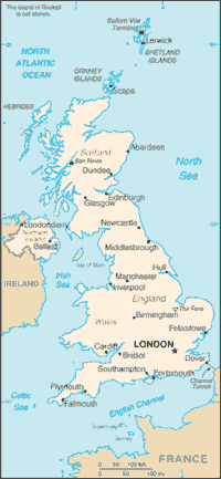 Map of United Kingdom of Great Britain and Northern Ireland (small)