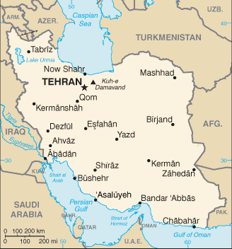 Map of Iran, Islamic Republic of