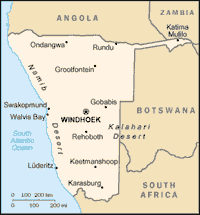 Map of Namibia (small)