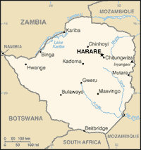 Map of Zimbabwe (small)